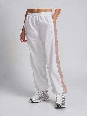 Under Armour Icon Crinkle Track Pants with Pink & Tan Side Stripe, NWT